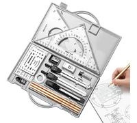 Conjunto de geometría genérico, kit de geometría - Juego de herramientas de precisión de 16x | Herramientas de dibujo con de almacenamiento, suministros de redacción de brújulas para estudiantes