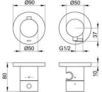 Conjunto de grifería termostática Keuco EDITION 400 para 2 salidas, con conexión para manguera y soporte para ducha