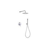 Conjunto de grifo empotrado de 2 vías con ducha de mano en acero y latón cromado monza de Imex - Plateado / Rociador con tubo salida techo