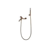 Conjunto de grifo monomando para bañera con ducha de mano en latón y abs con acabado oro rosa cepillado Monza de Imex