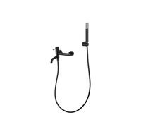 Conjunto de grifo monomando y ducha de mano fabricado en latón y abs con acabado negro mate Monza de Imex