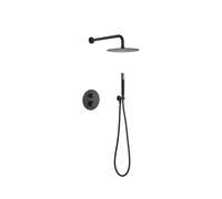 Conjunto de grifo termostático empotrado de 2 vías y ducha de mano con acabado negro mate Monza de Imex - Negro / Latón / Imex