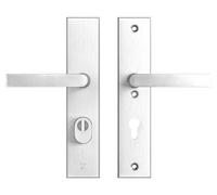 Conjunto de herrajes para puertas de seguridad AXA – Edge Plus Blok – Manijas de puerta con placa de protección extendida – Modelo PC72 con protección antirrobo – Aluminio