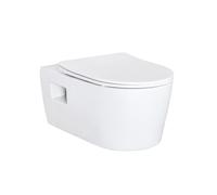 Conjunto de inodoro Hansgrohe EluPura Original S: inodoro de pared con sistema de descarga AquaChannel y asiento Softclose Easy Click