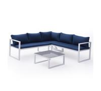 Conjunto de jardín ajustable ibiza en tela azul 4 plazas - aluminio blanco