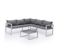 Conjunto de jardín ajustable ibiza tela gris 4 plazas - aluminio blanco