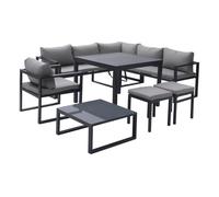 Conjunto de jardín ajustable ibiza tela gris 7 plazas aluminio antracita