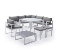 Conjunto de jardín ajustable ibiza tela gris 7 plazas - aluminio blanco