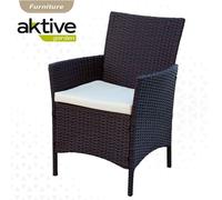 Conjunto de jardín Aktive Garden 4 sillones+mesa cuadrada con cojines ratán sintético negro Black