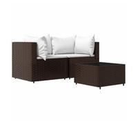 Conjunto de jardín baru sofá modular + mesa marrón/blanco