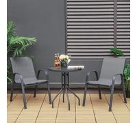 Conjunto de jardín COSTWAY de 3 piezas: mesa bistró con 2 sillas. Ideal para jardín, balcón o terraza. Conjunto de muebles de jardín, grupo de asientos para jardín o balcón