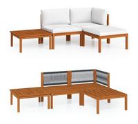 Conjunto De Jardín De 4 Piezas Con Cojines, Madera Color Crema, Acacia Y Cuerda Vidaxl