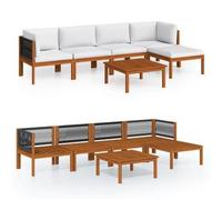 Conjunto De Jardín De 6 Piezas Con Cojines, Madera Color Crema, Acacia Y Cuerda Vidaxl