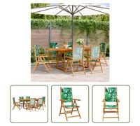 Conjunto de jardín de 7 piezas "The Living Store", mesa y sillas de madera maciza con estampado de hojas