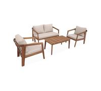 Conjunto De Jardín De Madera, 4 Plazas, Beige