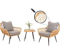 Conjunto de jardín de polirattan HWC-N34, juego para balcón, conjunto de jardín, grupo de asientos, silla y mesa auxiliar gris oscuro