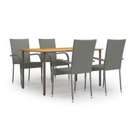 Conjunto de jardín genérico 5 unids mesa acacia y sillas resina trenzada | Sillas apilables, Marco Acero, Acabado Aceite, 110 Kg Por Asiento, Uso Exterior