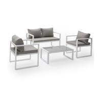 Conjunto de jardín ibiza tela gris 4 plazas - aluminio blanco