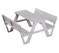 Conjunto de jardín infantil "Picknick para 4" de roba, modelo Outdoor+, con respaldos, resistente a la intemperie, fabricado en madera maciza, color gris