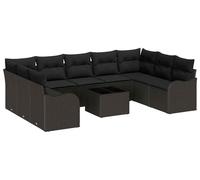 Conjunto de jardín modular – Conjunto de exterior – Banco de jardín – Sofá de exterior – Muebles de jardín – Color negro, con mesa de centro