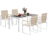 Conjunto de jardín Outsunny con mesa de comedor rectangular de vidrio y 4 sillas con reposabrazos, de varios colores
