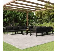 Conjunto de jardín para lounge - Juego de muebles de jardín - Sofá de lounge - Grupo de asientos - Juego para balcón - Diseño modular - Estructura de aluminio, color antracita