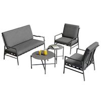Conjunto de jardín para relajación - Juego de mesa y sillas - Sofá de exterior - Mueble para balcón - Juego de 4 piezas - Acero galvanizado