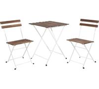 Conjunto de jardín tipo bistro, de 3 piezas - 71x55x54 cm - Madera marrón/metal blanco