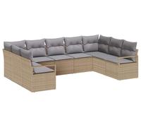 Conjunto de jardín tipo sofá lounge - 9 plazas - Beige - Ratán sintético - Modular - Mueble de exterior