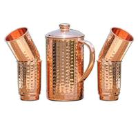 Conjunto de jarra de cobre, 1,5 L + 4 vasos, estilo Ayurveda