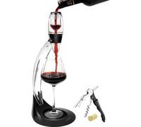 Conjunto de jarra para airear vino Unyqoos®: Decantador para vino tinto con filtro removible, soporte y sacacorchos. Permite una aireación rápida y filtración de sedimentos