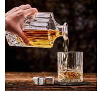 Conjunto de jarra para whisky "Globo Terrestre" - 700 ml - Decantador - Regalo para hombres - Vasos tipo tumbler - Piedras de enfriamiento - Posavasos - Pinzas para hielo
