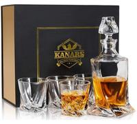 Conjunto de jarra para whisky Silecomplaza Twist, con vasos de cristal sin plomo, incluye una jarra de 800 ml y 4 vasos de 300 ml, presentado en una elegante caja de regalo. Juego de 5 piezas, de alta