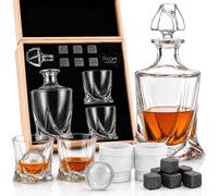 Conjunto de jarra y vasos de whisky FLOW, modelo Deluxe, con diseño elegante y set de 2 vasos de whisky, además de 6 piedras de whisky de granito. Ideal como regalo