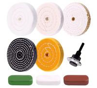 Conjunto de lana de pulir de 9 piezas, de 4 pulgadas, con diferentes grados de abrasividad (suave/fino, medio, grueso), que incluye discos y pastas