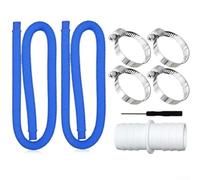 Conjunto de manguera de piscina de 32 mm con anillos de fijación de metal compatible con filtro de bomba de piscina sobre el suelo e interfaces de calentador (tubo azul de 1 metro)