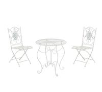 Conjunto de mesa & 2 sillas plegables aldeano metal blanco antiguo 49x42x91.5 cm