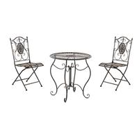Conjunto de mesa & 2 sillas plegables aldeano metal bronce 49x42x91.5 cm