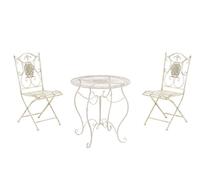 Conjunto de mesa & 2 sillas plegables aldeano metal crema antiguo 49x42x91.5 cm