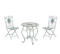 Conjunto de mesa & 2 sillas plegables aldeano metal verde antiguo 49x42x91.5 cm