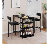 Conjunto de mesa alta de 3 piezas, ideal para cocina, comedor, bistró, etc. Incluye una mesa alta y dos taburetes. Mesa alta con estructura de metal, perfecta como mesa de cocina