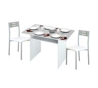 Miroytengo Conjunto de Mesa Cocina y 2 Sillas Pack Mesa Desplegable y 2 Sillas Blanco y Gris Cemento White - gray