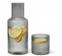 Conjunto de mesa de noche con jarra y vaso, 1000 ml, color gris ahumado