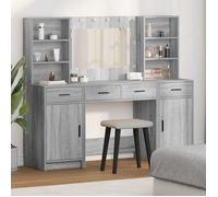 vidaXL Conjunto de mesa de vestidor con LED 3 pcs Gris Sonoma