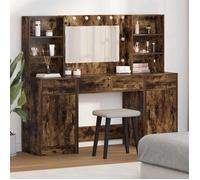 Conjunto De Mesa De Vestidor Con Led 3 Uds. Roble Ahumado Vidaxl