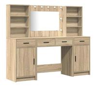 Conjunto De Mesa De Vestidor Con Led 3 Uds. Roble Sonoma Vidaxl