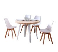 Miroytengo Conjunto de Mesa Extensible Redonda con 4 Sillas en Varios Colores Nordish oak - white