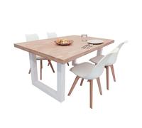 Miroytengo Conjunto de Mesa Fija + 4 Sillas Bristo en Varios Colores White - nordish oak