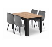 Conjunto de mesa NP 120x80 Craft negra + 4 sillas LAVA grises