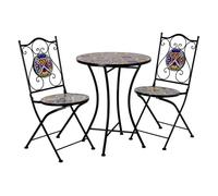 Conjunto de mesa y 2 sillas de metal azul 60x60x75h cm, 38x46x90h cm
